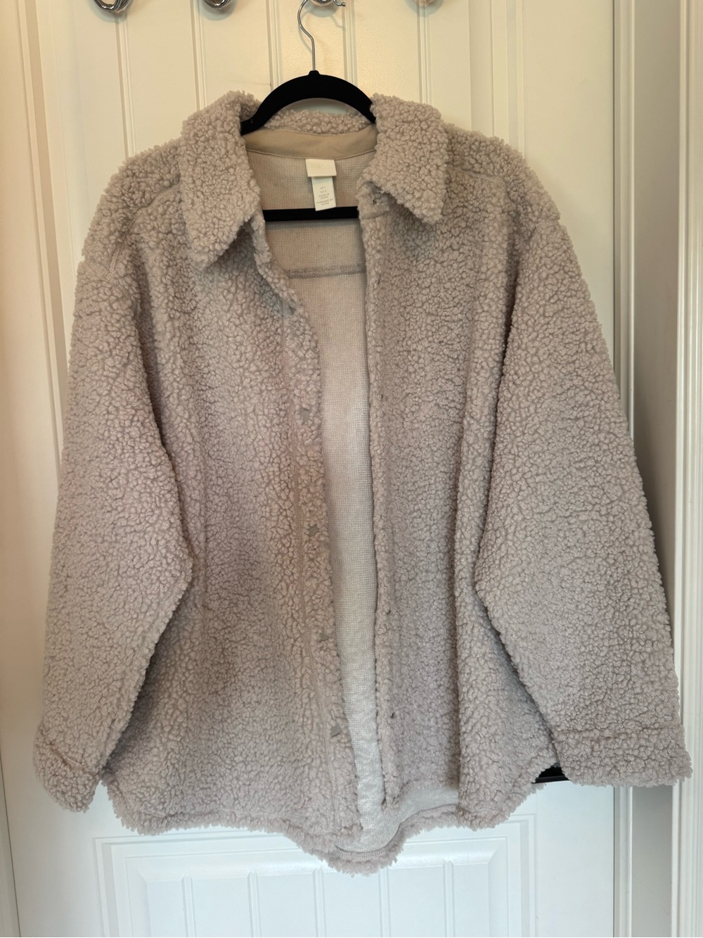 Size L, H&M Tan Oversized Faux-Sherpa Jacket